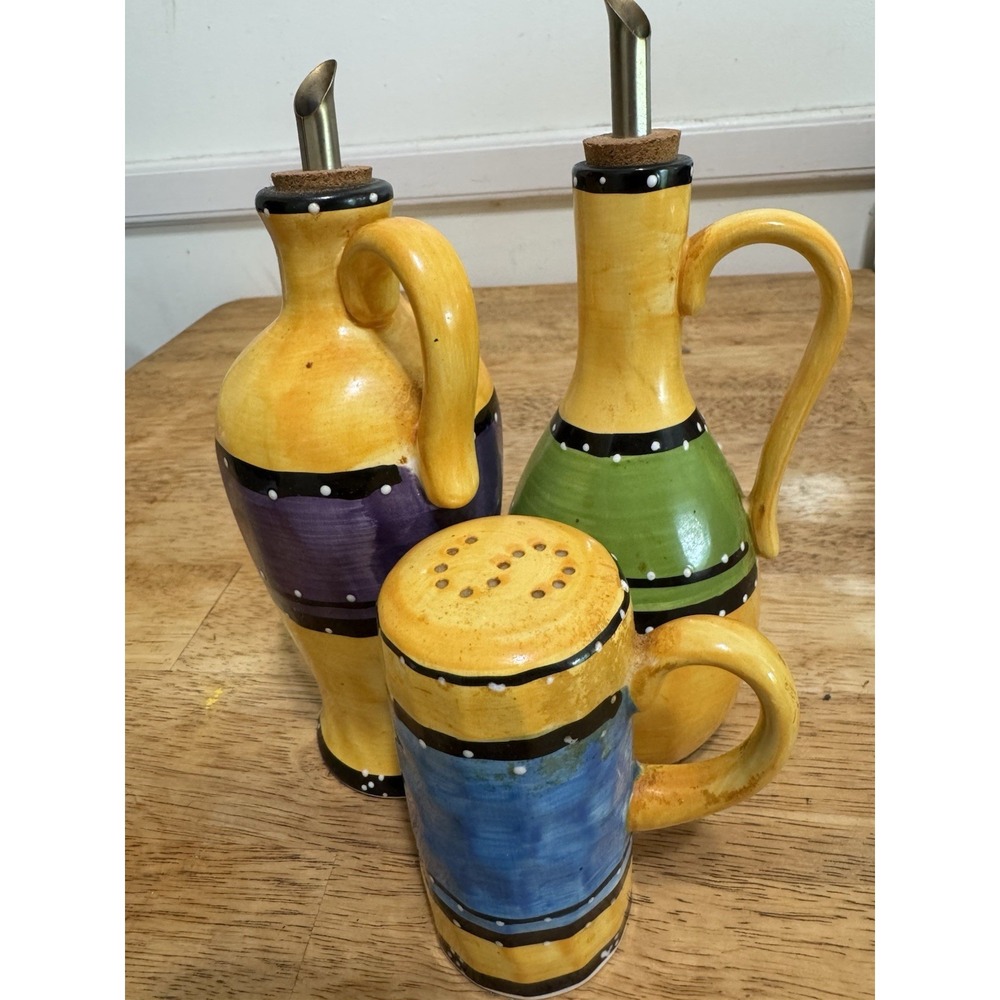 Tabletop‎ Gallery Bohemian Stripe Oil Bottles and Salt Shaker